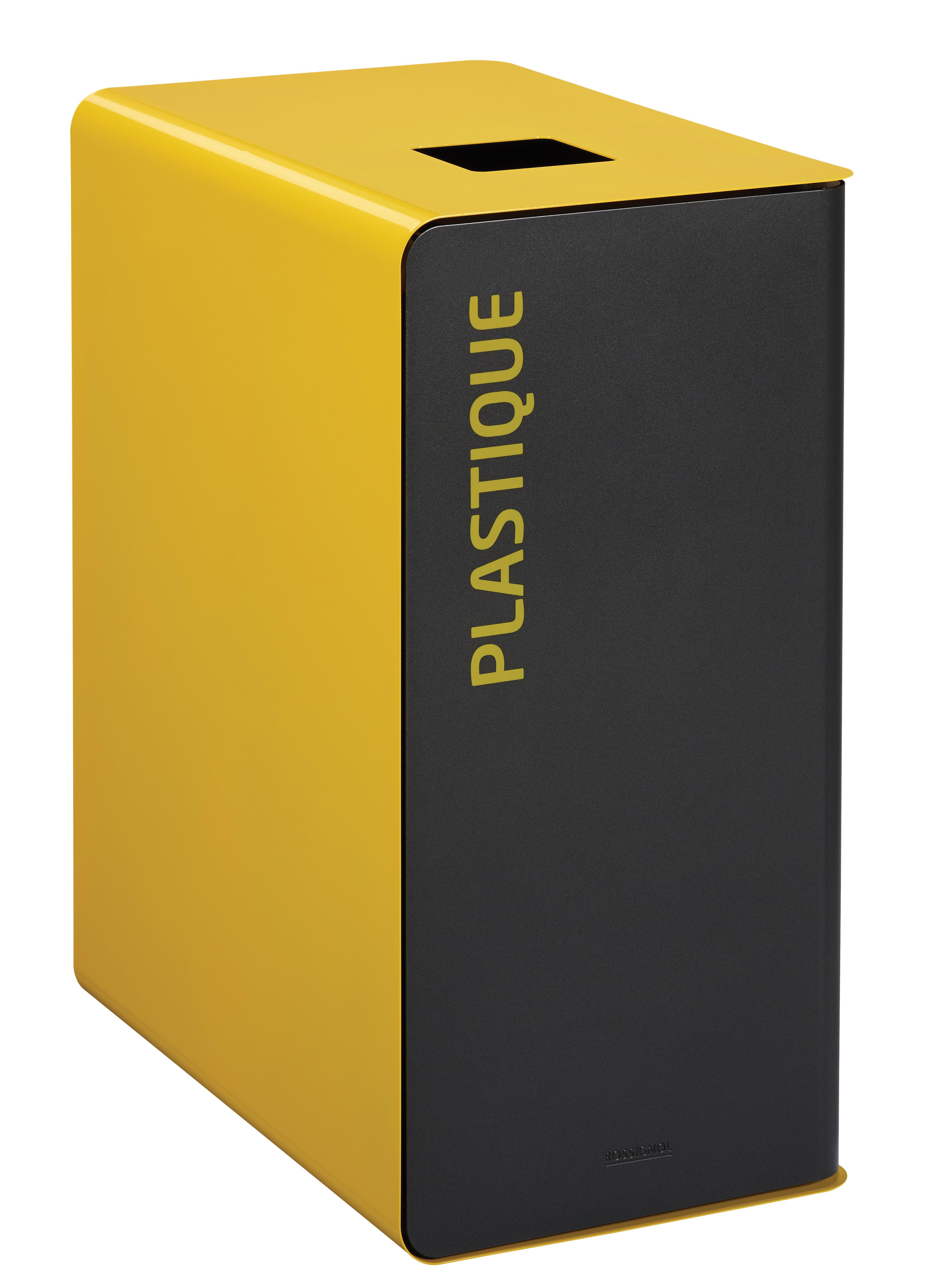 POUBELLE DE TRI COUVERCLE JAUNE COLZA POUDRE ANTI-UV