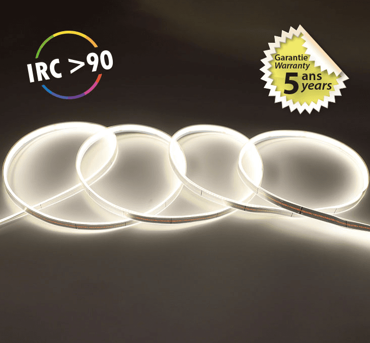 Ruban LED COB 5m Couleur 4000K 9W/m IP65 24V Dimmable