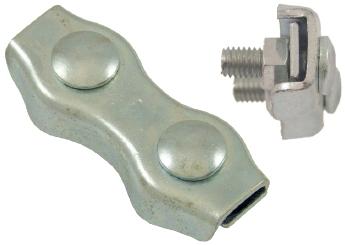 SERRE CABLE PLAT A 2 BOULONS EN ACIER CADMIE