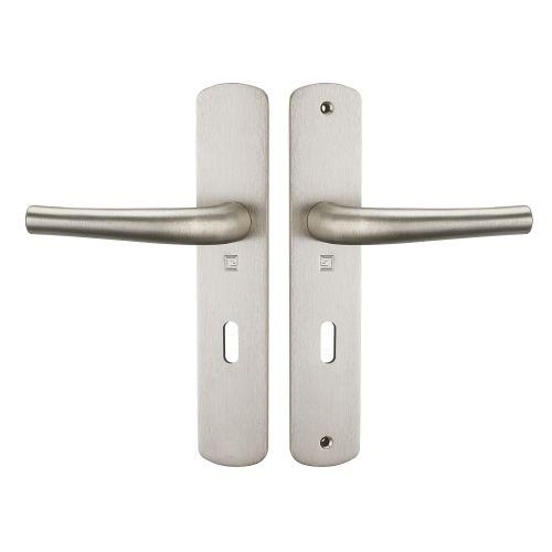 Ensemble double bequille sur plaque massive SALOME - Inox - Clé L - 195MM