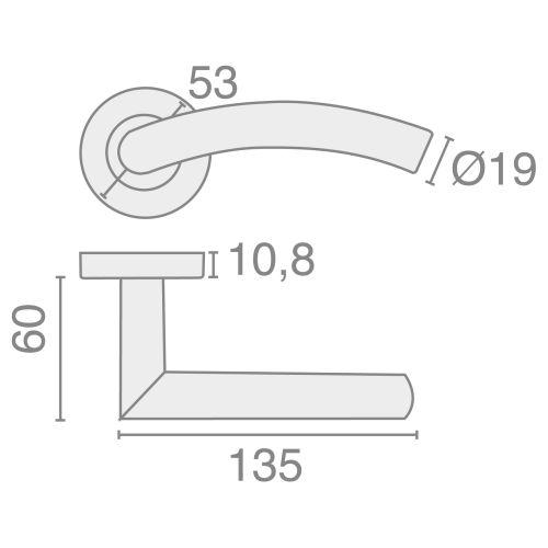Béquille double inox sur rosace JADE série 1294 - Inox - Courbée