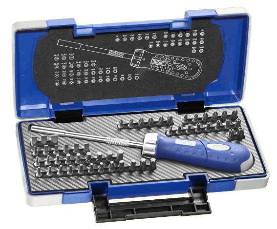 COFFRET TOURNEVIS A CLIQUET AVEC EMBOUTS