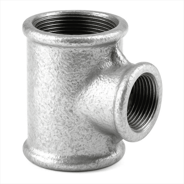 Té réduit 90° F/F/F fonte galvanisée
