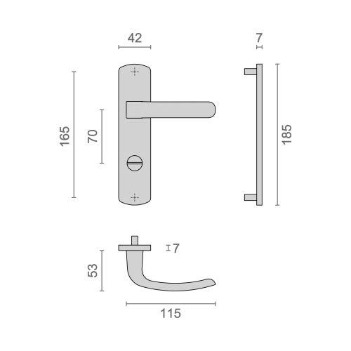 Ensemble double bequille sur plaque ELFE- Chromé mat - Condamnation - 165MM
