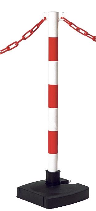 POTEAU SUR SOCLE RABATTABLE ROUGE/BLANC