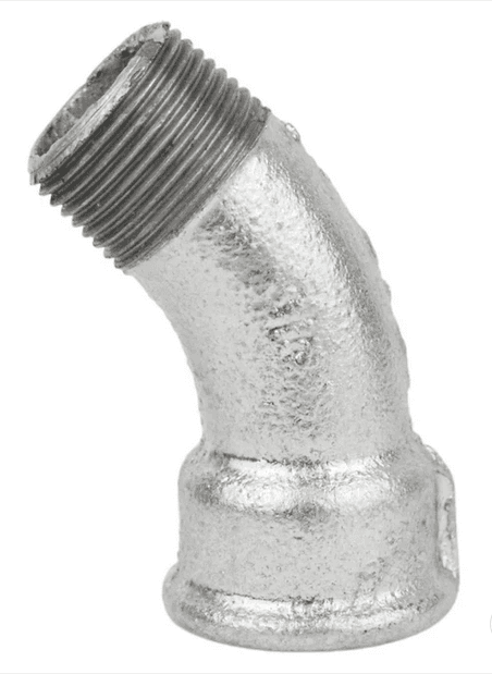 Coude grand rayon 45° M/F fonte galvanisée