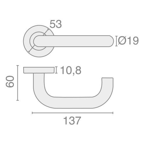 Béquille double sur rosace bec de cane JADE série 1294 - Inox - Courbée