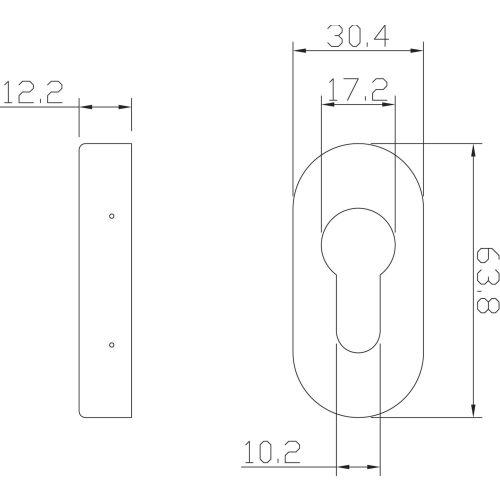 Paire de rosace ovale JADE -Inox brossé - Clé I