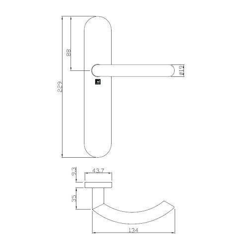 Ensemble double bequille sur plaque JADE série 1094 - bec de cane - inox brossé