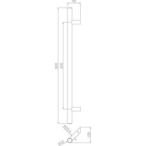 HERACLES B-INOX-PT117 poignée de tirage série 5040 32 x 300 mm inox brossé JADE