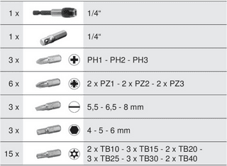 Mini coffret d'embouts de vissage et porte-embouts 1/4'', 32 pcs