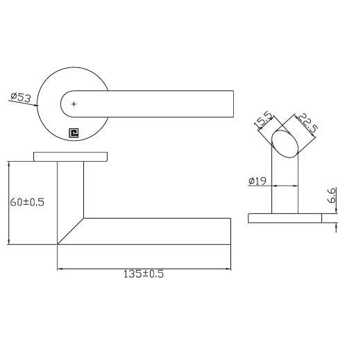 Béquille double sur rosace slim JADE série SL00 - Inox poli - Bec de cane