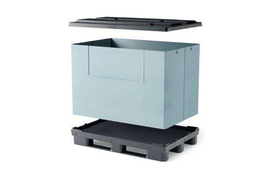 CAISSE PALETTE PLIABLE AVEC PORTE CHARGE 500 KG