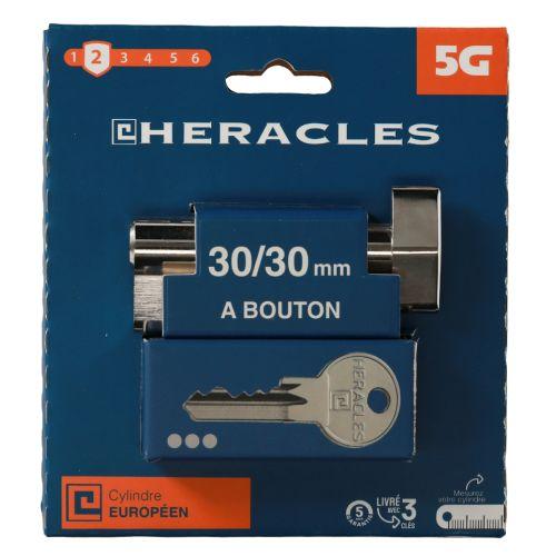 Cylindre à double entrée 5 goupilles 5G 30 x 30 mm laiton nickelé sur carte