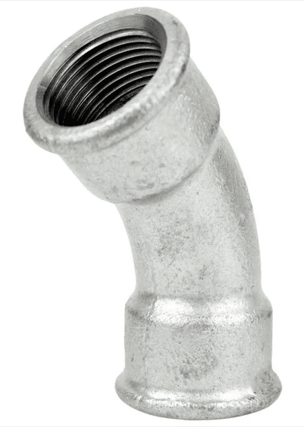 Coude grand rayon 45° F/F fonte galvanisée