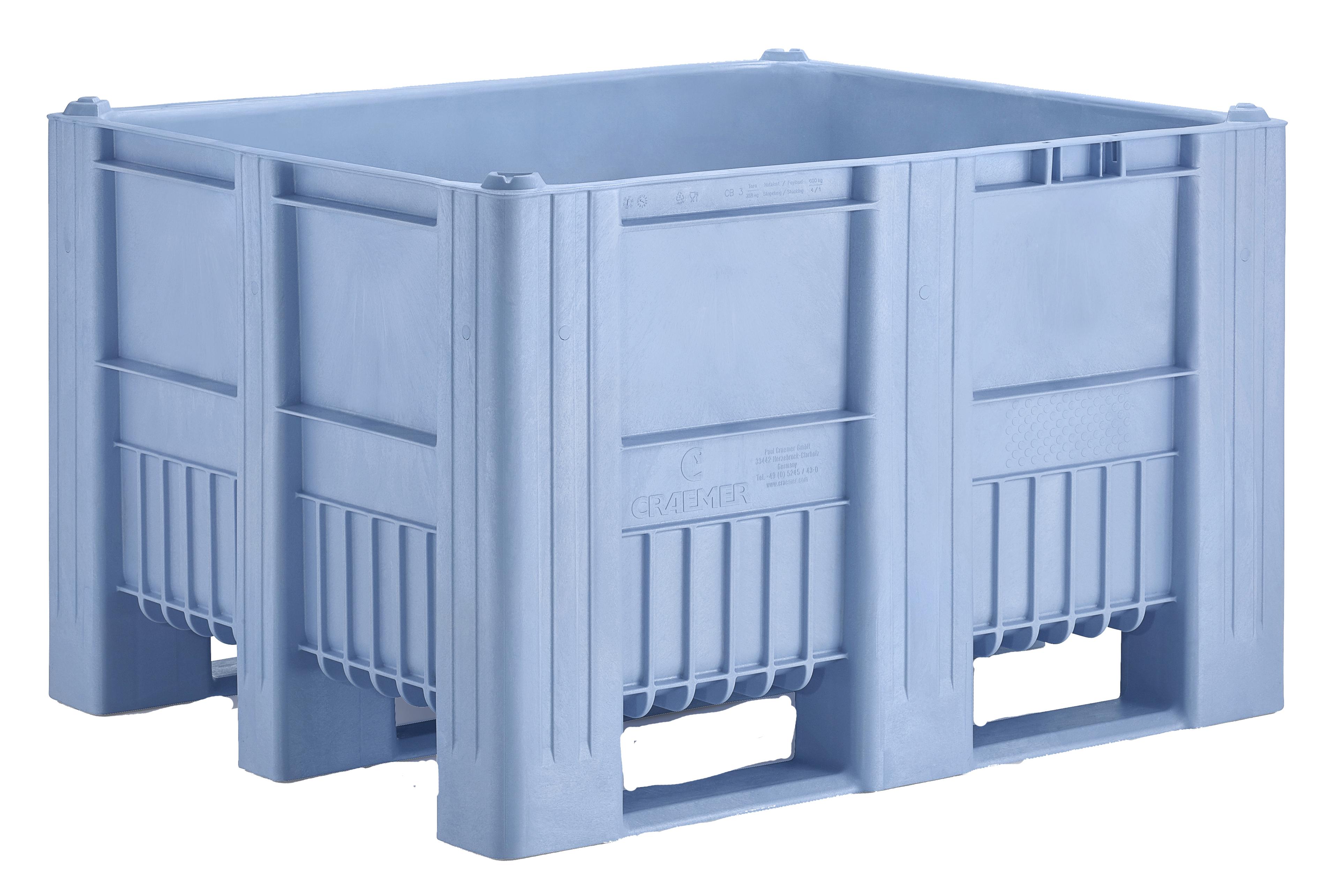 CAISSE PALETTE MONOBLOC EN PEHD BLEU CLAIR