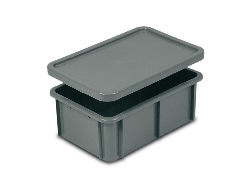 BAC GERBABLE PEHD - fond plein, parois pleines (Couvercle en option)