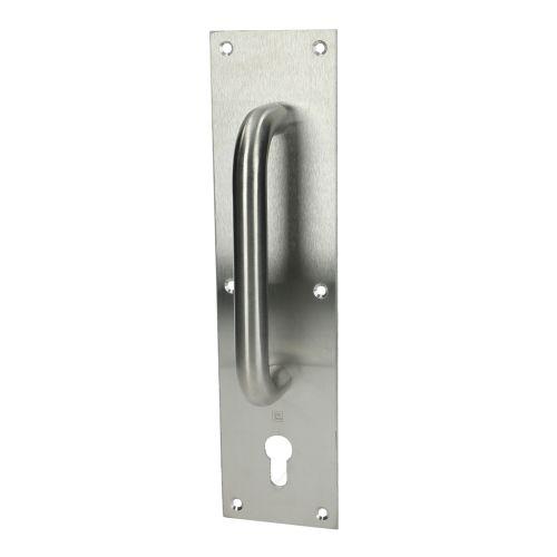 Poignée sur plaque tirage inox brossé - JADE - Inox - Clé I