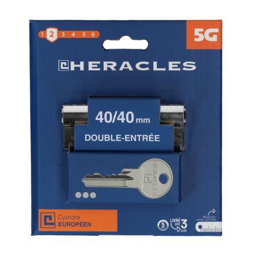 Cylindre à double entrée 5 goupilles 5G 30 x 30 mm laiton nickelé sur carte