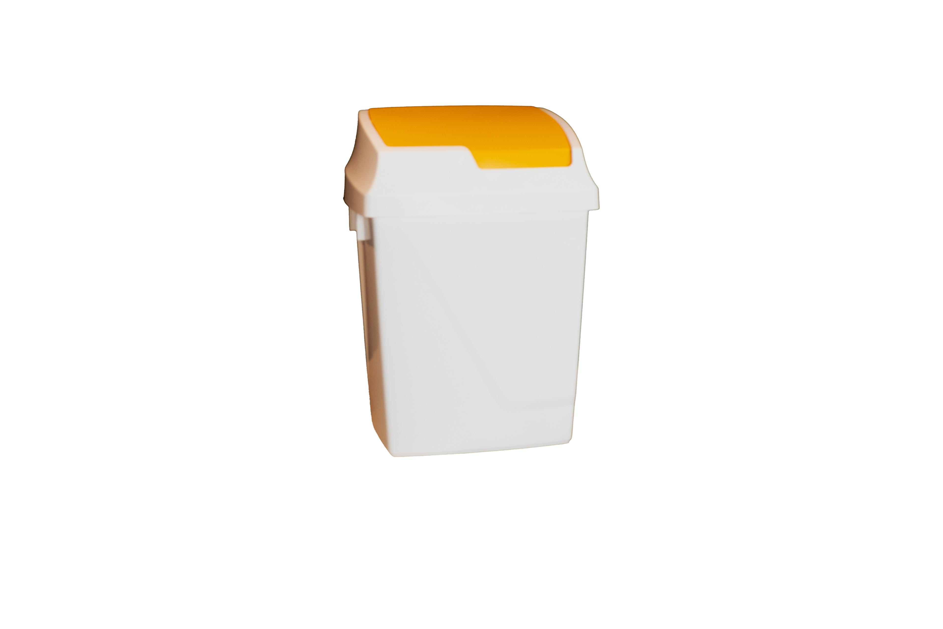 POUBELLE A COUVERCLE BASCULANT CORPS BLANC/COUVERCLE JAUNE