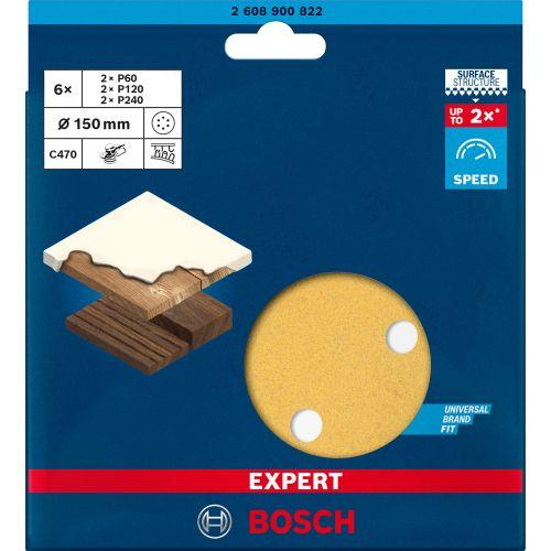 Disques abrasifs Ø150 mm auto-agrippant 6 trous EXPERT C470 (jaune)