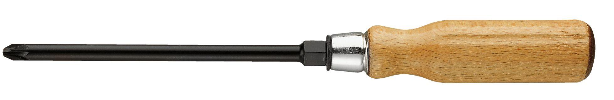 Tournevis manche bois pour vis Pozidriv® - lame traversante avec 6 pans