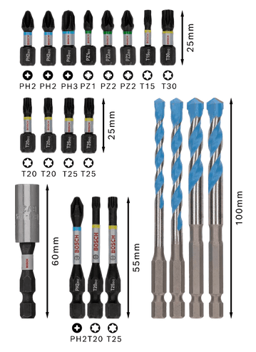 Set de perçage vissage PRO Impact Mixed Set - BOSCH 2608521U83