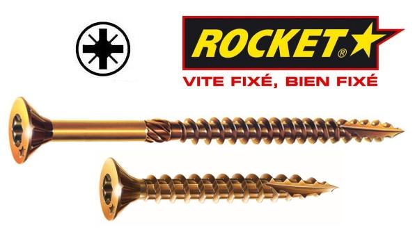 Vis ROCKET Tête Fraisée Crusiforme Acier Zingué (Filetage partiel)