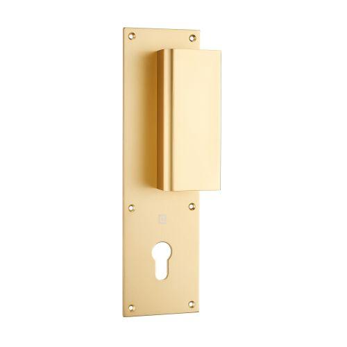 Poignée palière sur plaque BASTILLE 70 x 250 MM - Aluminum - Champagne - Clé I