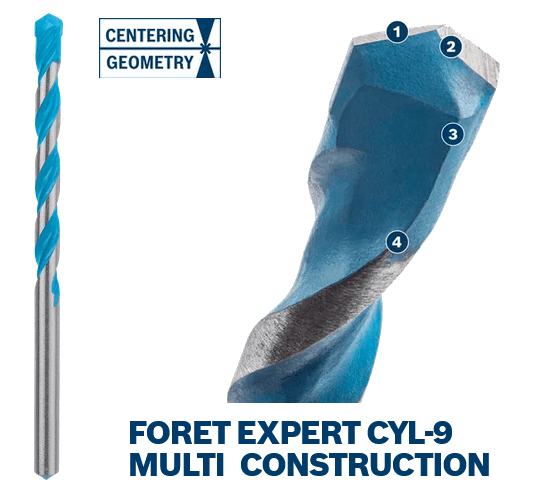 Foret CARBURE RECTIFIE EXPERT CYL-9 Multi Construction - Carrelage céramique