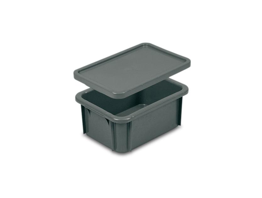 BAC GERBABLE PEHD - fond plein, parois pleines (Couvercle en option)
