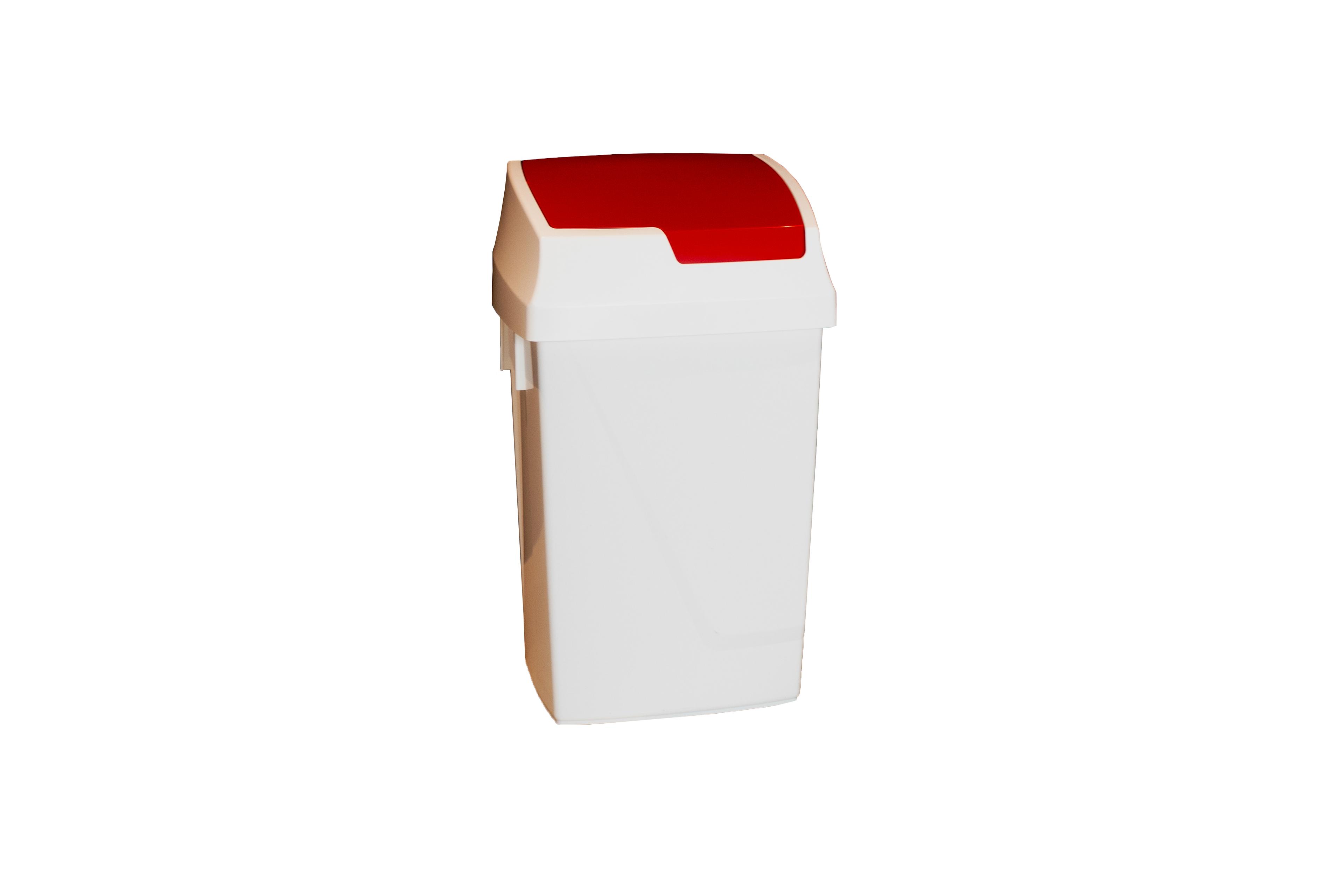 POUBELLE A COUVERCLE BASCULANT COPRS BLANC/COUVERCLE ROUGE