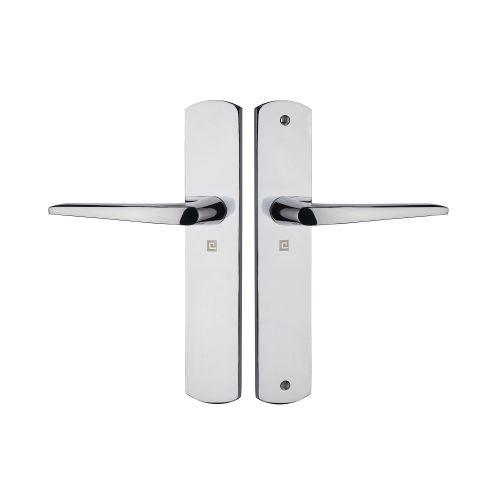 Ensemble double bequille sur plaque KROM - Chromé - Bec de cane - 195MM