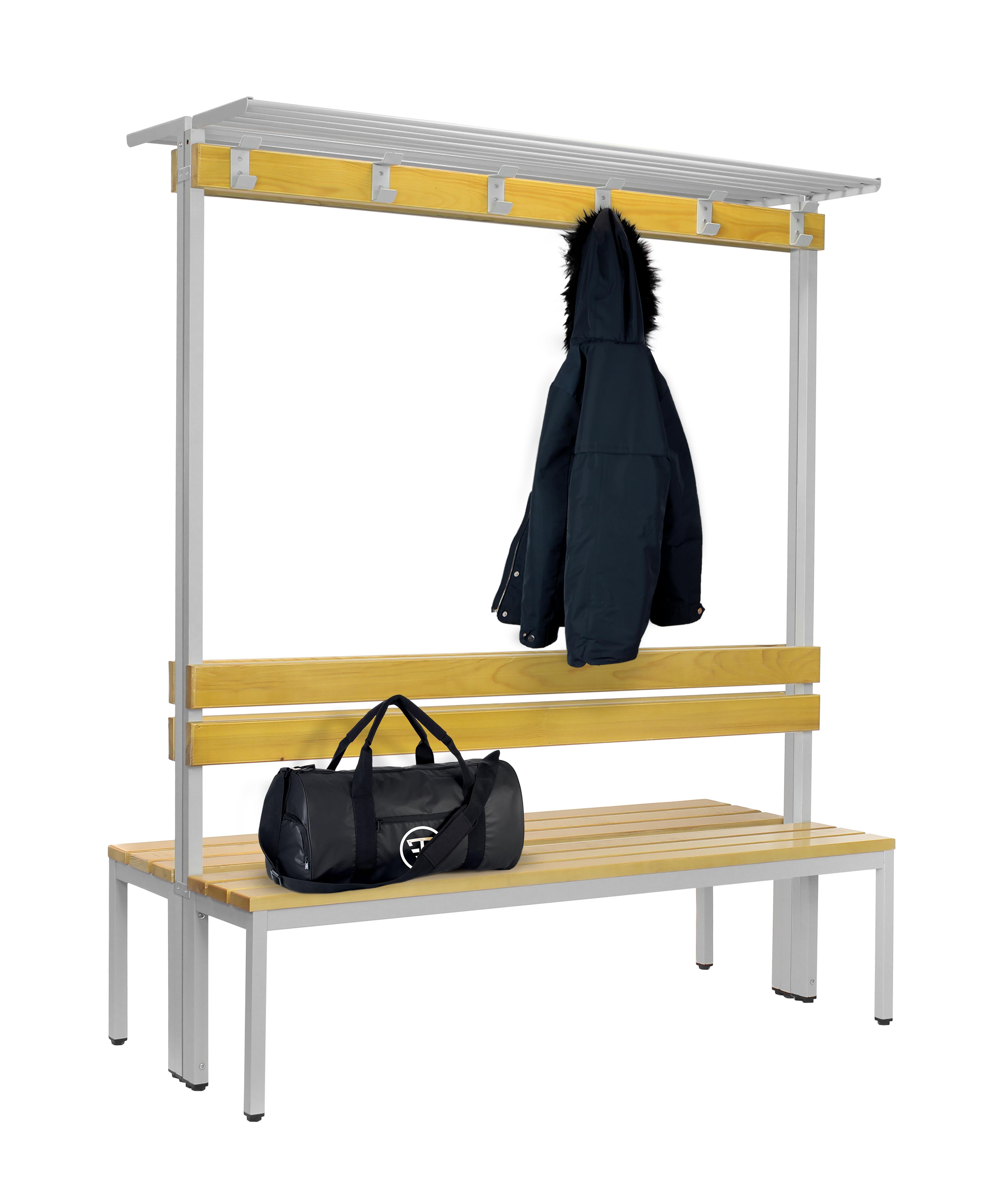 BANC VESTIAIRE DOUBLE FACE SANS PORTE-SAC 2 PLACES 8 PATERES 1200 X 760 X 1900