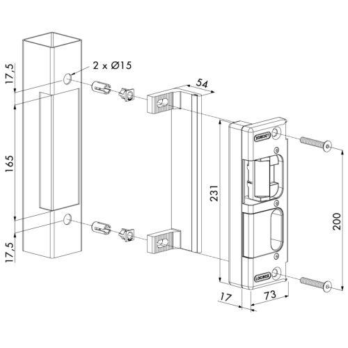 Gâche électrique à encastrer à émission 12 V - LOCINOX P00008174