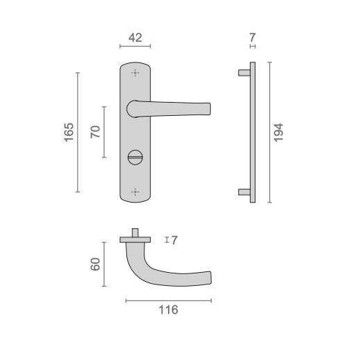 Ensemble double bequille sur plaque SALOME - Aluminium - Condamnation - 165MM