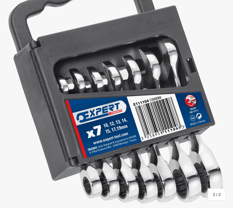 Jeu de 7 cles mixtes a cliquet courtes metriques | Expert by Facom