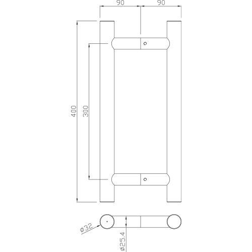 HERACLES B-INOX-PT003 poignée de tirage série 5210 32 x 300 mm inox brossé JADE