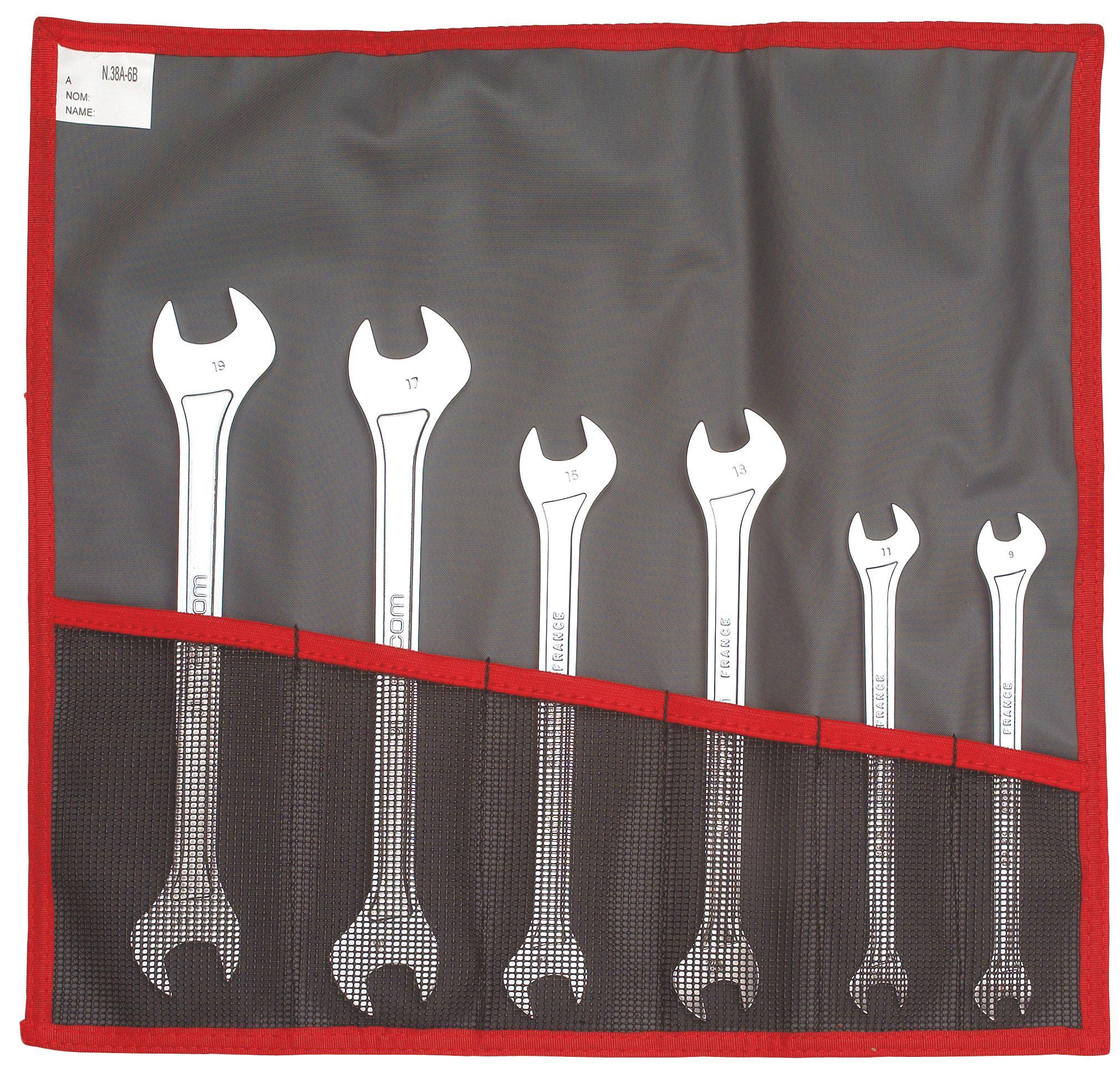 Jeu de 8 clés plate à fourche ""extra fines"" en trousse Facom | 31.JE8T