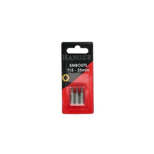 Set de 3 embouts pour vis étoile T10 - 25 mm - HANGER