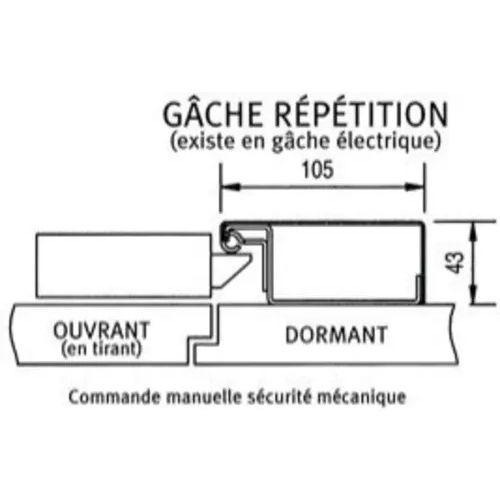 HERACLES NP8468S0016 gâche à répetition pour SESAME 1 gauche blanc