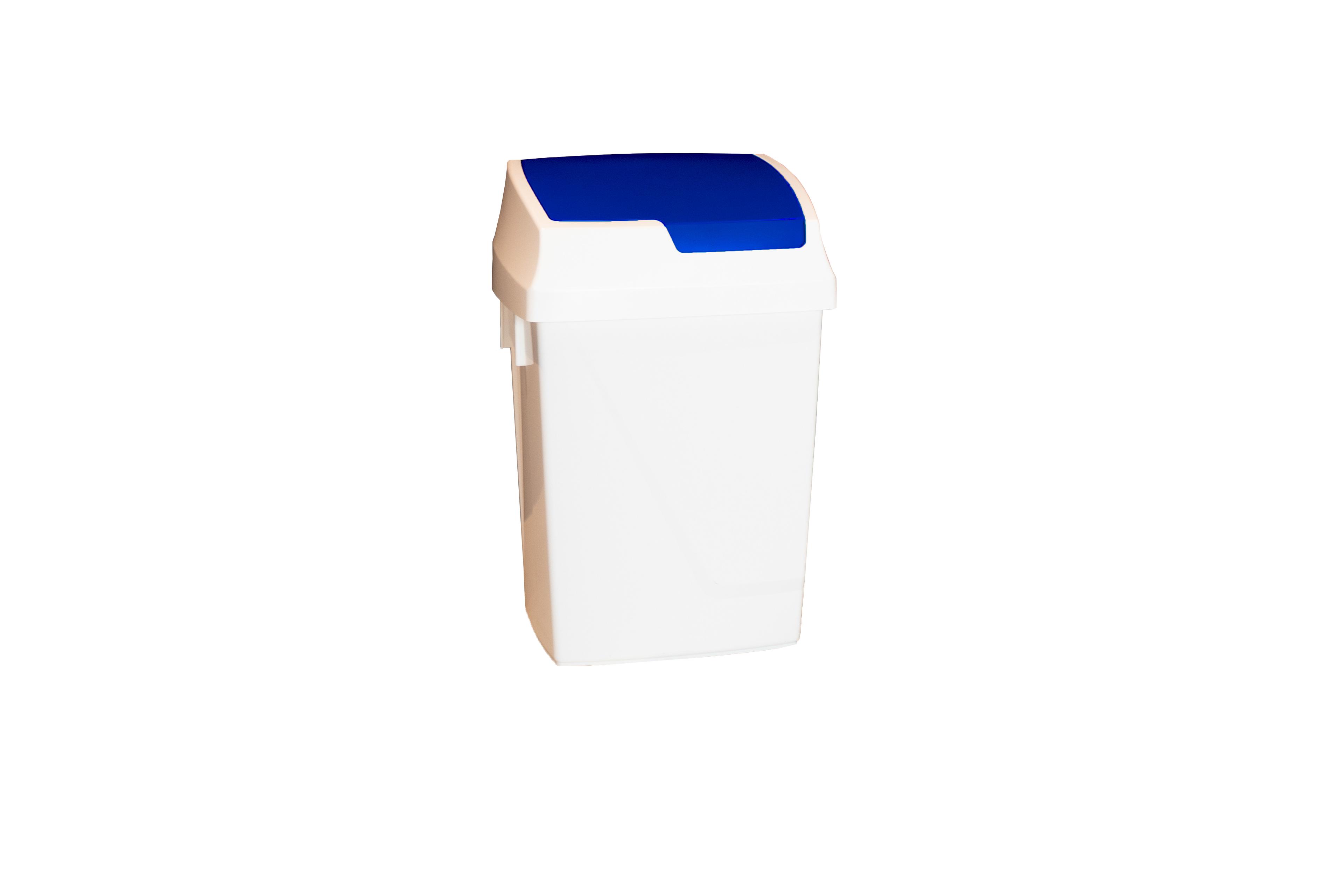 POUBELLE A COUVERCLE BASCULANT COPRS BLANC/COUVERCLE BLEU