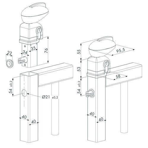LOCINOX P00007884-9010 serrure de piscine 40 mm blanche TWIST