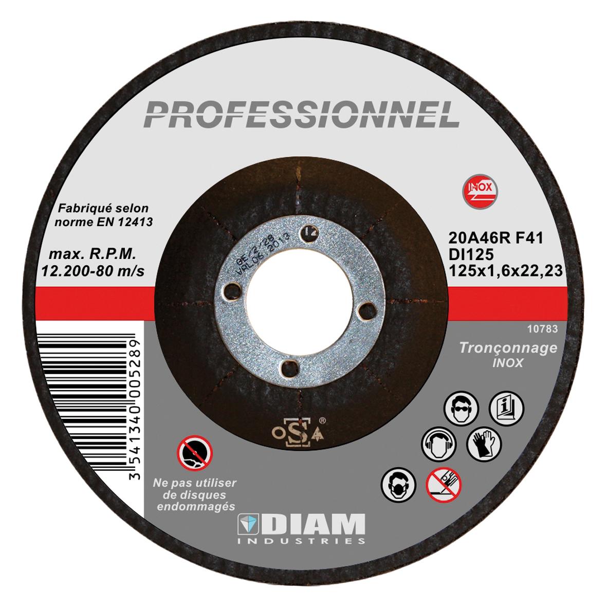 DISQUE A TRONCONNER INOX DIA 125