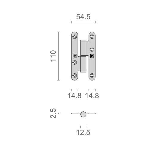 HERACLES Q-PAB11055-G paumelle à bois inox gauche 110 x 55 mm