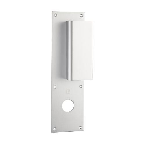 Poignée palière sur plaque BASTILLE 70 x 250 MM - Alu. - Argent - Trou 26 MM