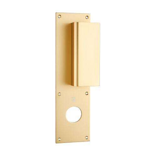 Poignée palière sur plaque BASTILLE 70 x 250 MM - Alu. - Champagne - Trou 34 MM