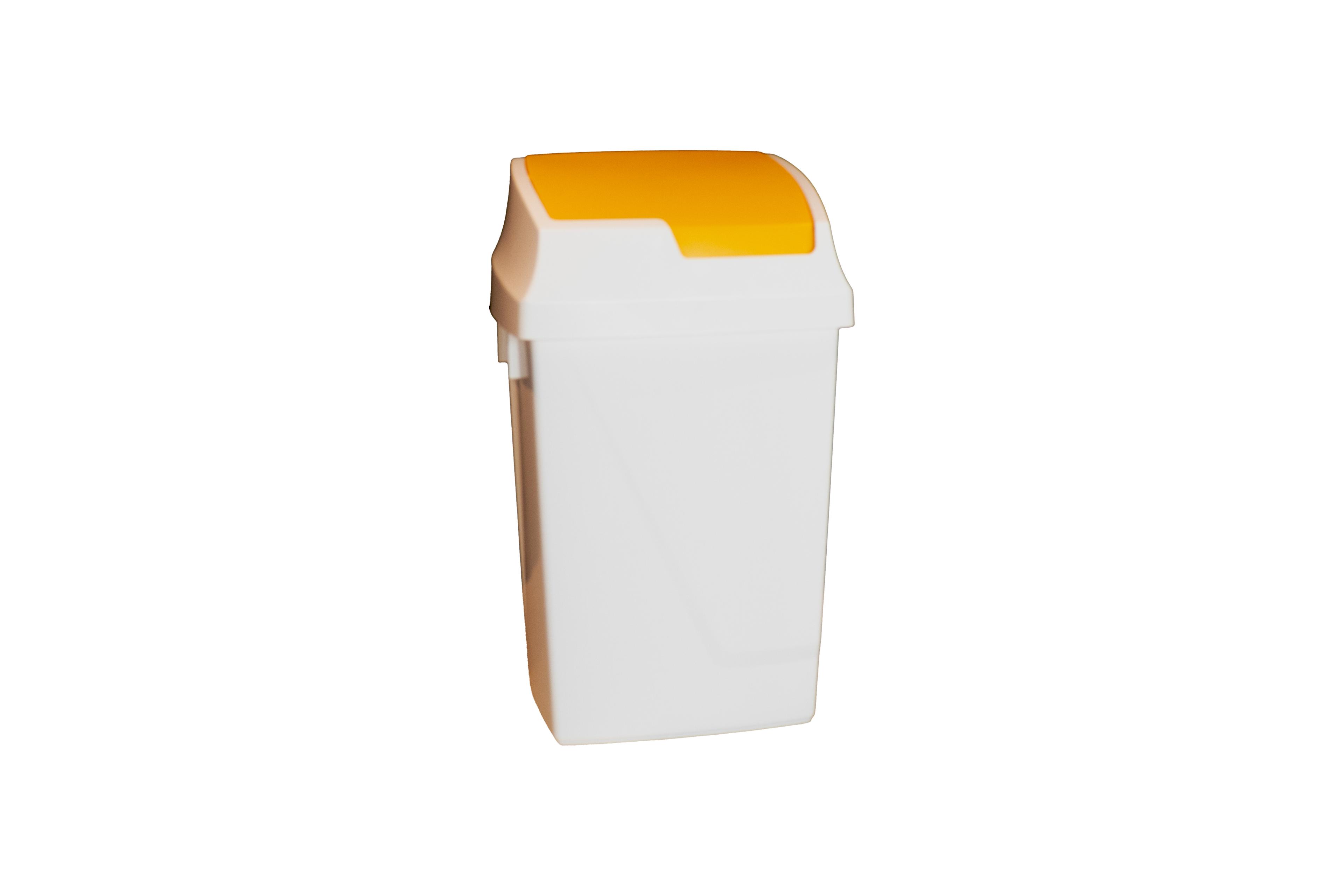 POUBELLE A COUVERCLE BASCULANT CORPS BLANC/COUVERCLE JAUNE