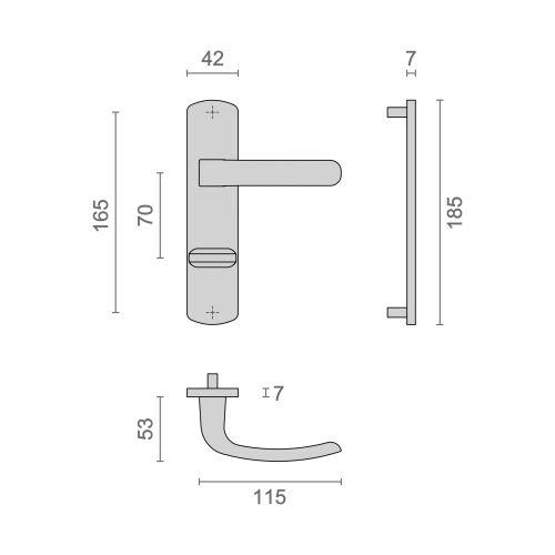 Ensemble double bequille sur plaque ELFE- Chromé mat - Condamnation - 165MM