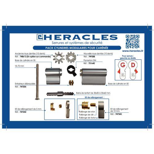 HERACLES HXRM-0P3060SES pack 4 cylindre européen modulaire pour serrure carénée